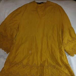 Mustard Flowing Cottage Core Plus size Tunic
